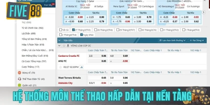 Hệ thống môn thể thao hấp dẫn tại nền tảng Hệ thống môn thể thao hấp dẫn tại nền tảng